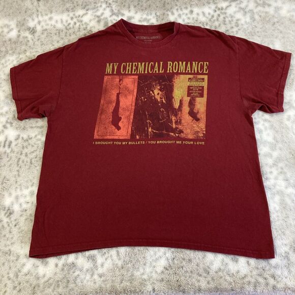 My Chemical Romance Bullets Houdini Shirt XXL Brought Bullets Love MCR Vtg Red